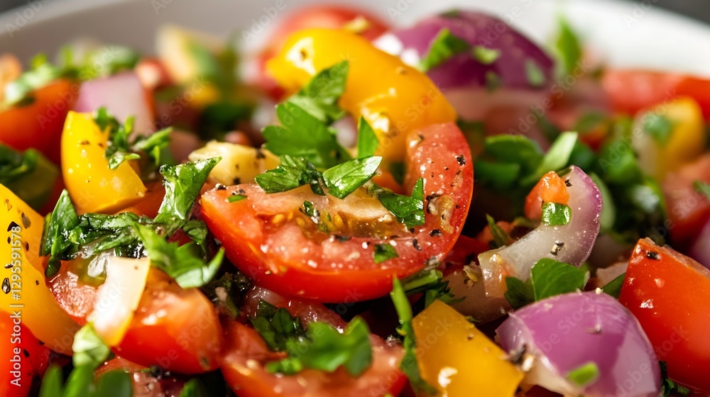 Fresh and vibrant salad mix with tomatoes and peppers ready for a healthy meal : Generative AI Fresh and vibrant salad mix with tomatoes and peppers ready for a healthy meal : Generative AI