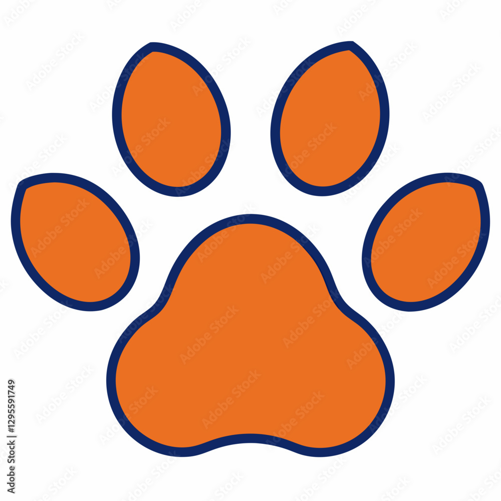 Paw Print icon in orange and navy blue design Paw Print icon in orange and navy blue design