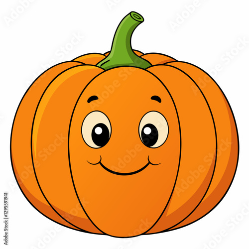 Smiling pumpkin character against a white background