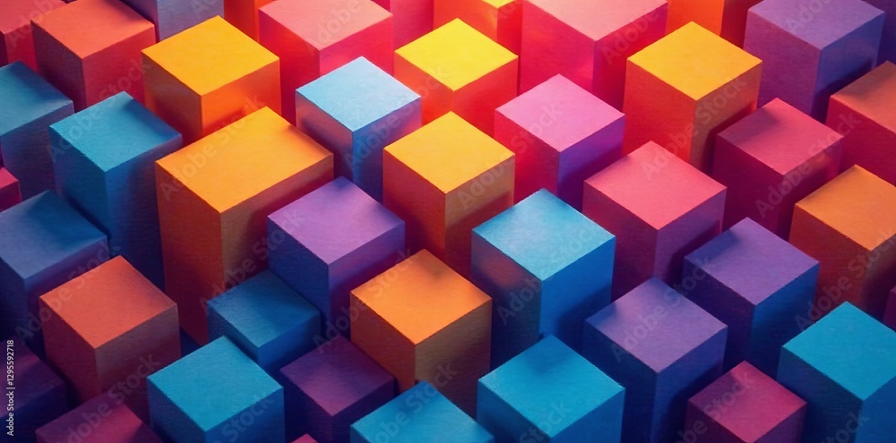 Obraz premium Multicolored cube pattern creating a modern artistic backdrop, concept, arrangement