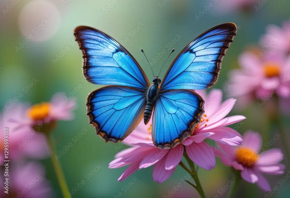 A close-up of a butterfly on a pink flower with a blurred background A close-up of a butterfly on a pink flower with a blurred background