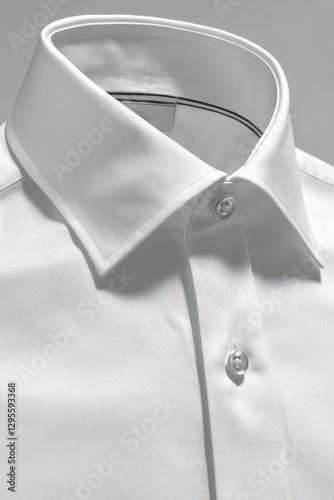 Premium white poplin shirt showcasing structured collar in polished presentation