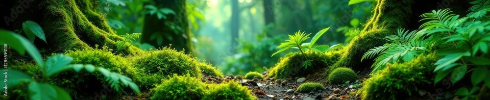 Lowland tropical rainforest floor carpeted with moss and ferns, moss, rainforest, forest floor Lowland tropical rainforest floor carpeted with moss and ferns, moss, rainforest, forest floor
