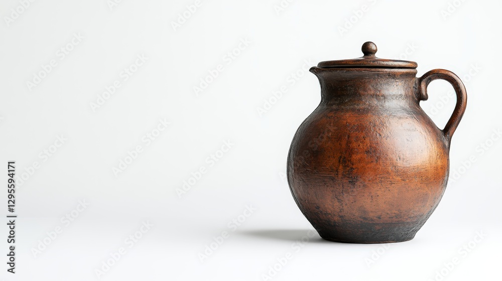 Unique French Country Art Object Styled Jug on White Background with Copy Space Unique French Country Art Object Styled Jug on White Background with Copy Space