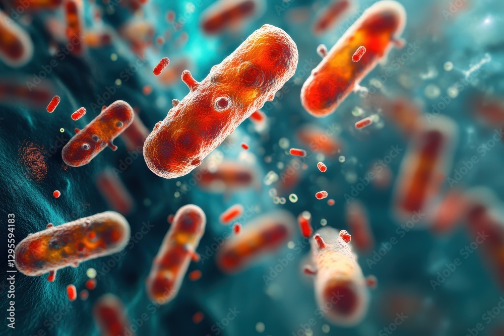 Microscopic image of rod-shaped bacteria. Illustrates microbiology, disease, or health concepts. Microscopic image of rod-shaped bacteria. Illustrates microbiology, disease, or health concepts.