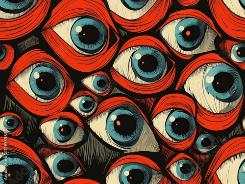 Cartoon eyes abstract background texture pattern seamless