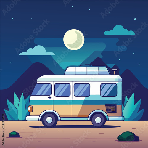 a car in the moon lit night 