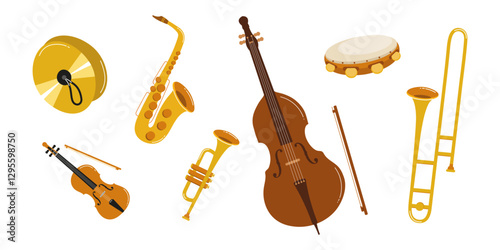 Musical instruments displayed in vibrant colors for artistic inspiration and creativity