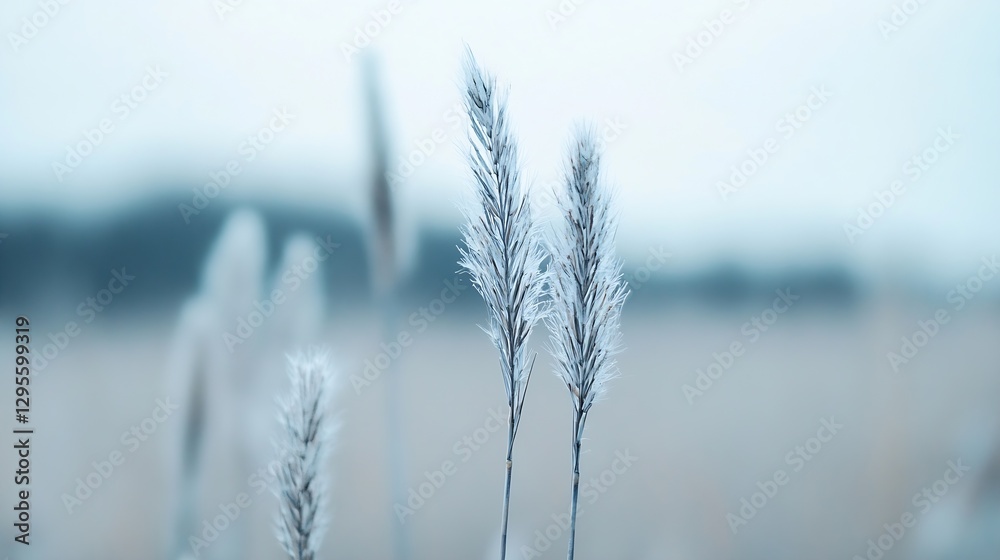 Obraz premium Frost Covered Grass Making Beautiful Texture on a Winter Day : Generative AI