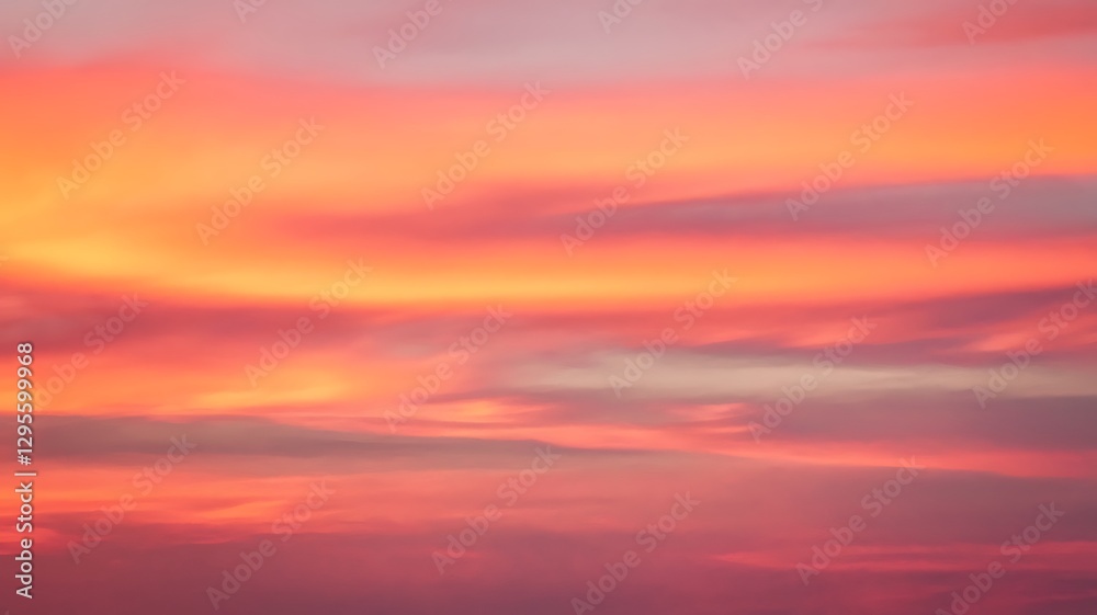 Obraz premium Crimson Canvas: Vibrant hues of orange, red, and pink blend together across the sky, creating a breathtaking display. The sky transforms into a stunning spectacle of nature's artistry. 