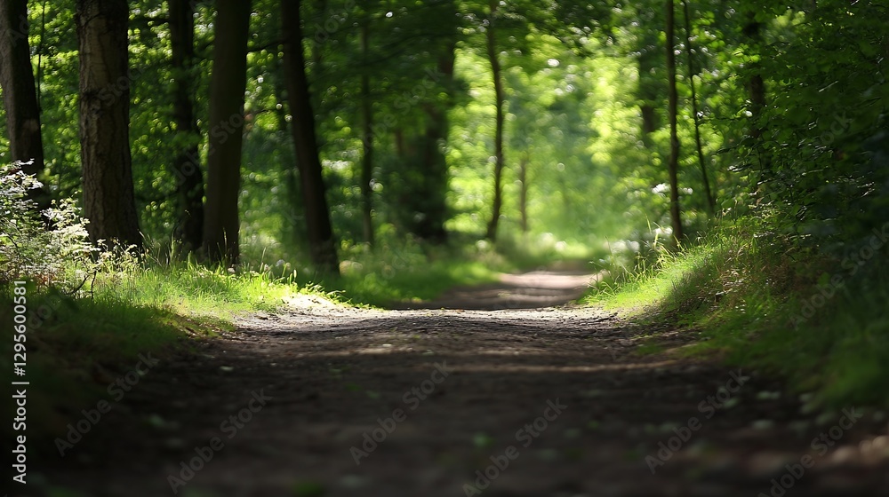 Obraz premium Tranquil forest path surrounded by lush greenery inviting peaceful strolls in nature's embrace : Generative AI