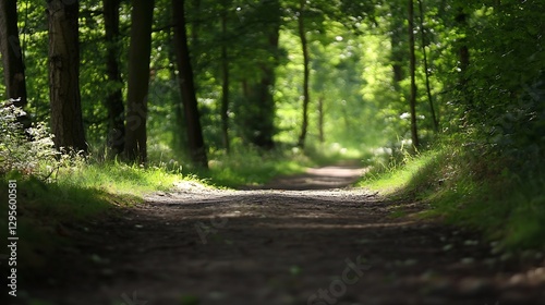 Tranquil forest path surrounded by lush greenery inviting peaceful strolls in nature's embrace : Generative AI
