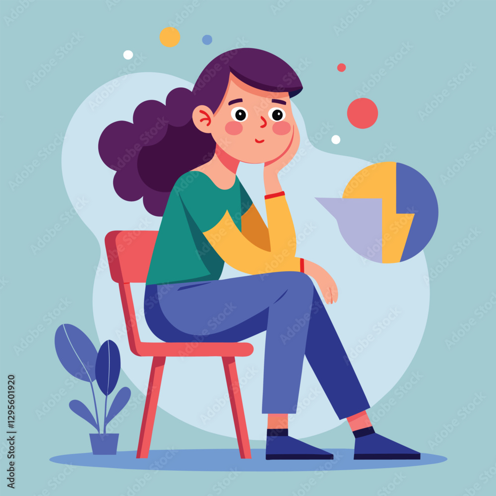 a girl is thinking vector	