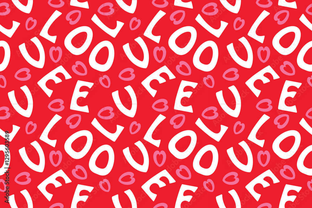 Vibrant and playful love pattern background featuring the word Vibrant and playful love pattern background featuring the word