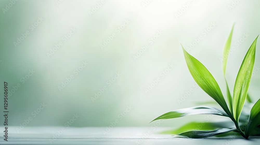 Fototapeta premium Fresh Green Leaves on a Soft Background Creating a Calm and Inviting Atmosphere : Generative AI