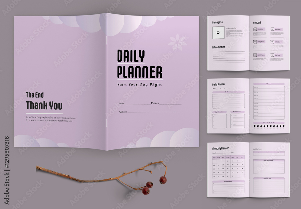 Notebook Planner Examples Daily Notebook Planner Layout Design Template Stock Template | Adobe Stock