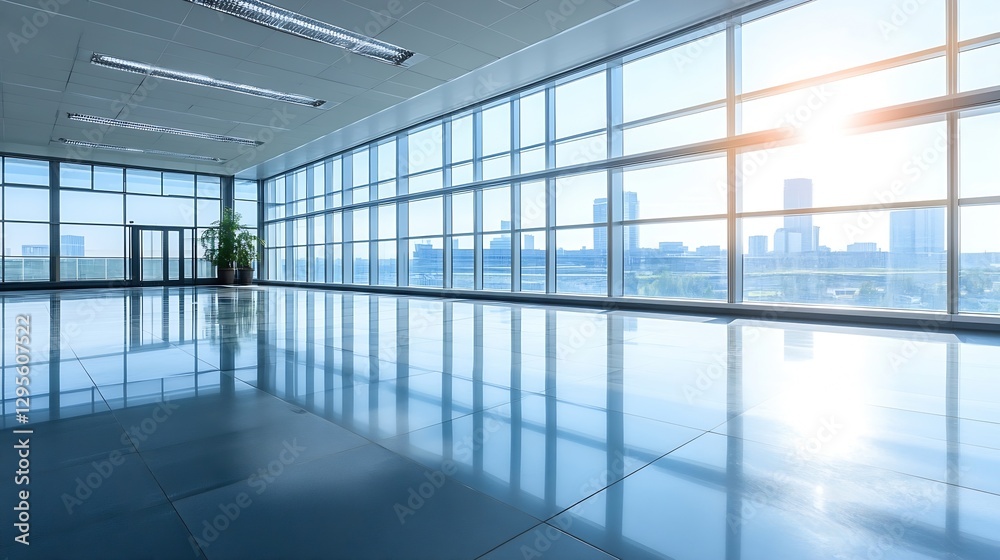 Modern Office Space with Large Windows Offering City View and Natural Light : Generative AI Modern Office Space with Large Windows Offering City View and Natural Light : Generative AI
