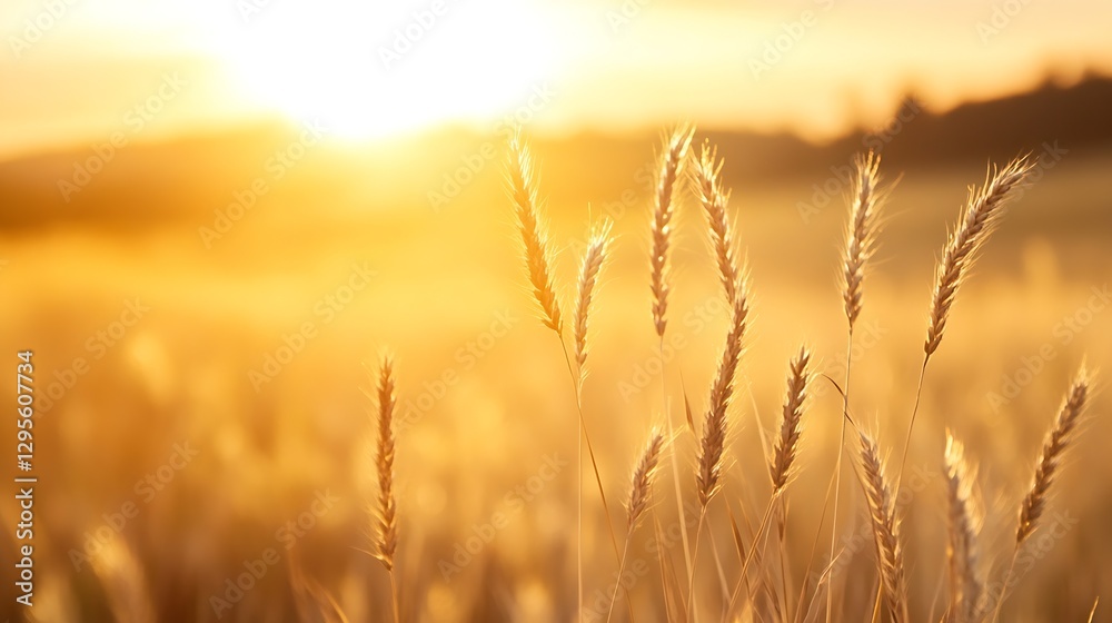 Golden Sunlight Glimmering on Wheat Field During Beautiful Sunset : Generative AI Golden Sunlight Glimmering on Wheat Field During Beautiful Sunset : Generative AI