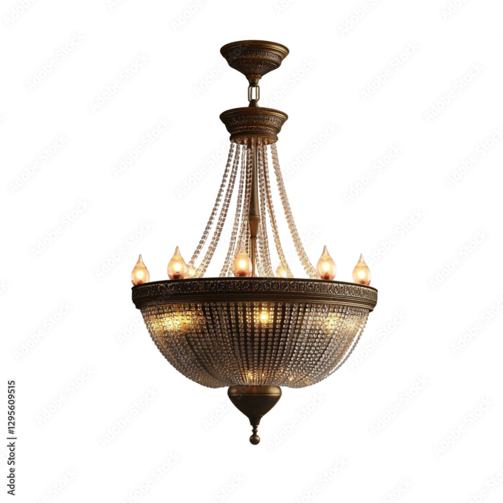Obraz premium Elegant Crystal Chandelier Antique Bronze Lighting Fixture Home Decor