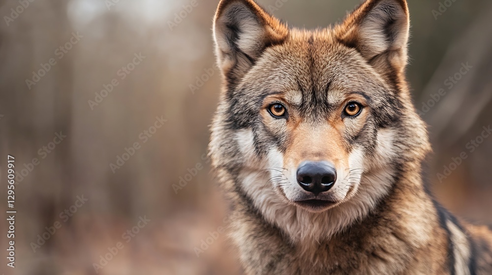 Majestic close up of a wolf showcasing its fierce gaze and beautiful fur in nature : Generative AI Majestic close up of a wolf showcasing its fierce gaze and beautiful fur in nature : Generative AI