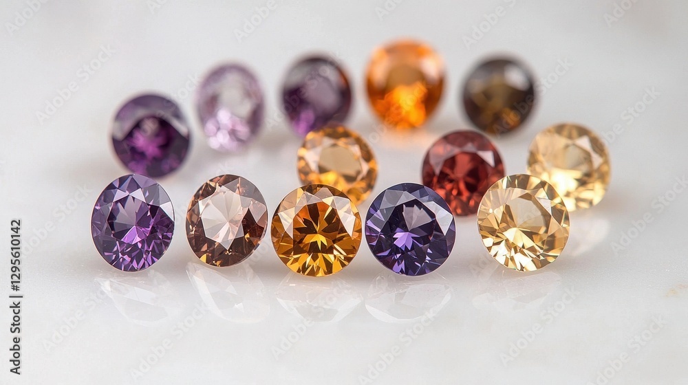 Vibrant Collection of Round Cut Colorful Gemstones on Display Vibrant Collection of Round Cut Colorful Gemstones on Display