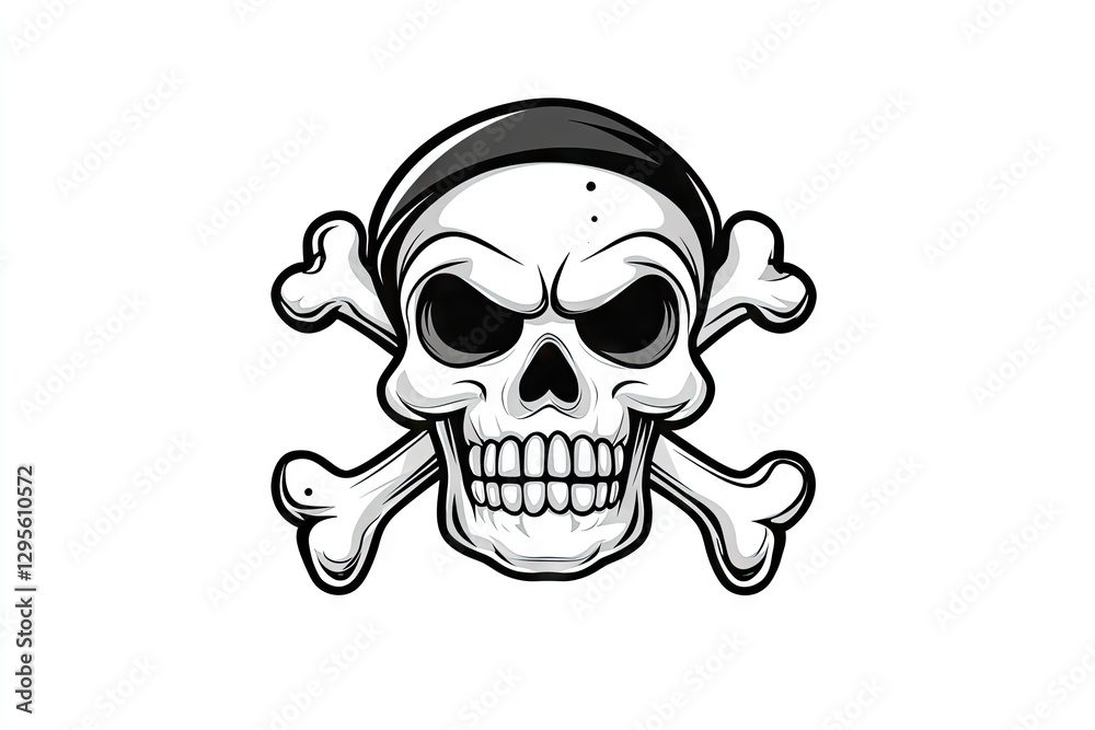 Intense Skull with Crossed Bones Graphic Design Intense Skull with Crossed Bones Graphic Design