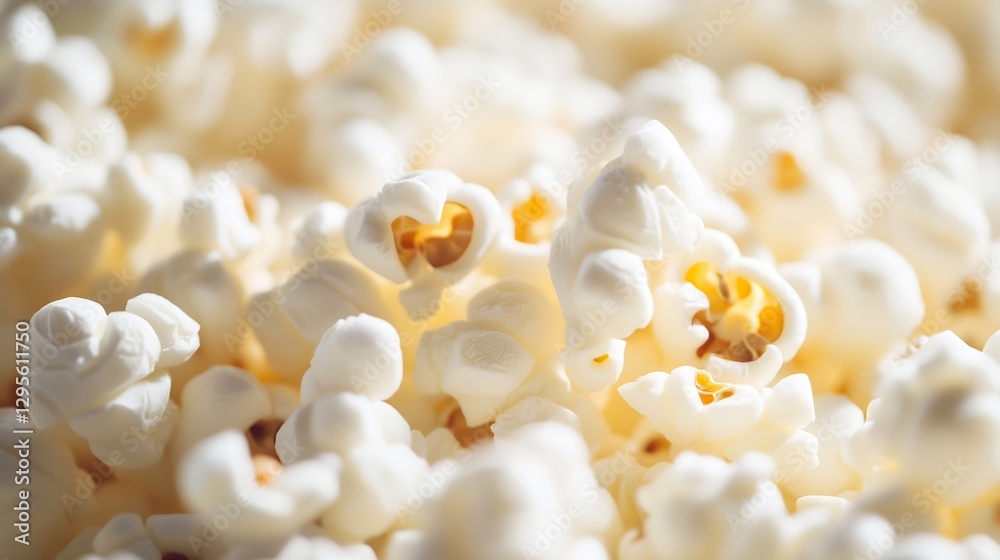 Closeup of fluffy and popped popcorn kernels creating a delicious and inviting snack experience : Generative AI Closeup of fluffy and popped popcorn kernels creating a delicious and inviting snack experience : Generative AI