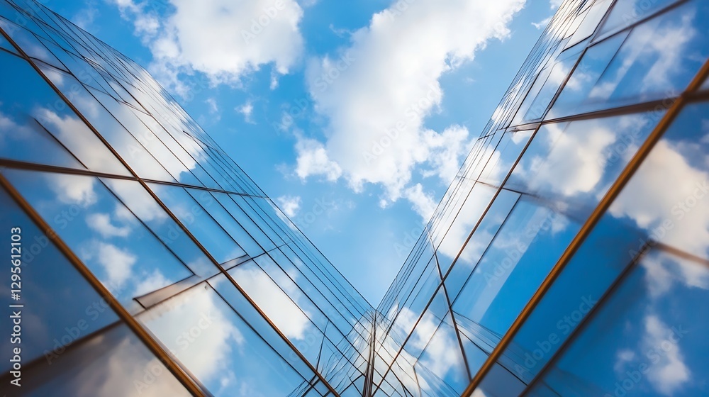 Modern Cityscape Reflection of Cloudy Sky on Urban Glass Buildings Creating Unique Perspective : Generative AI Modern Cityscape Reflection of Cloudy Sky on Urban Glass Buildings Creating Unique Perspective : Generative AI