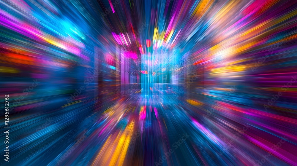 Obraz premium Colorful light rays emanating from a bright geometric central point