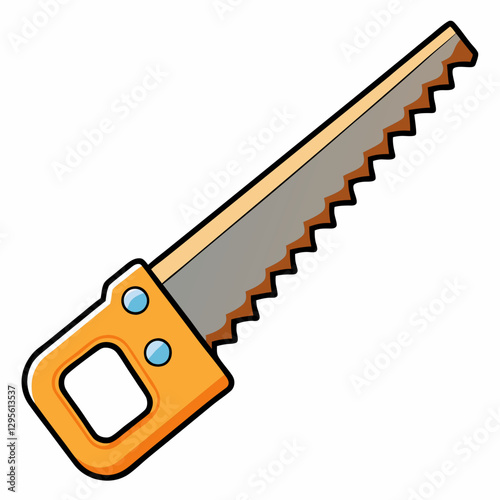 Hand Saw with orange handle and serrated blade