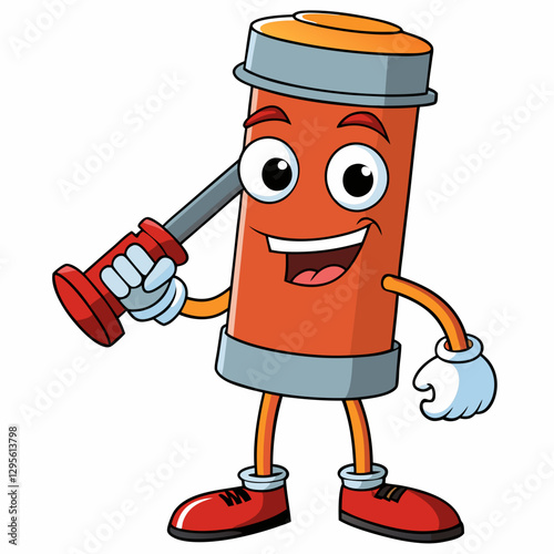 Pipe Sealer character smiling with plunger on white background