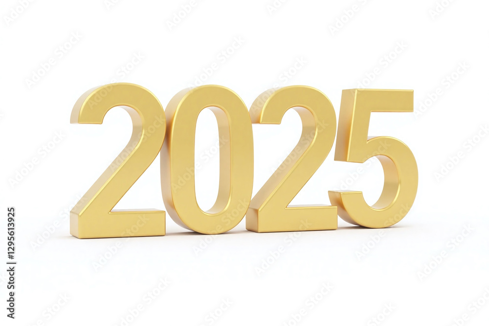 gold number 2025 on a white background gold number 2025 on a white background