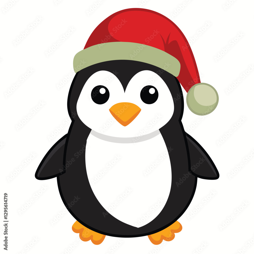 Naklejka premium Pinguin at Christmas white background vector illustration kawaii