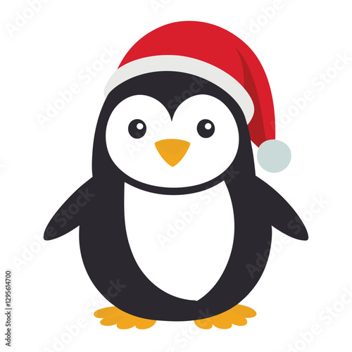Pinguin at Christmas white background vector illustration kawaii