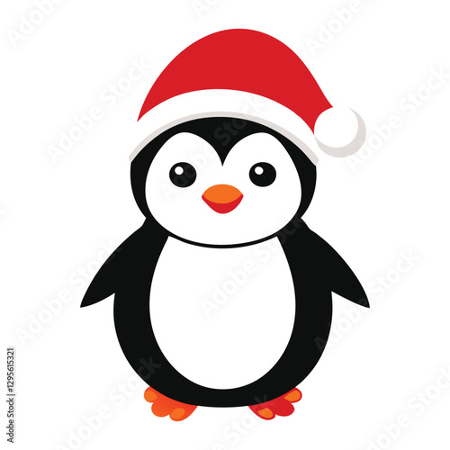 Pinguin at Christmas white background vector illustration kawaii