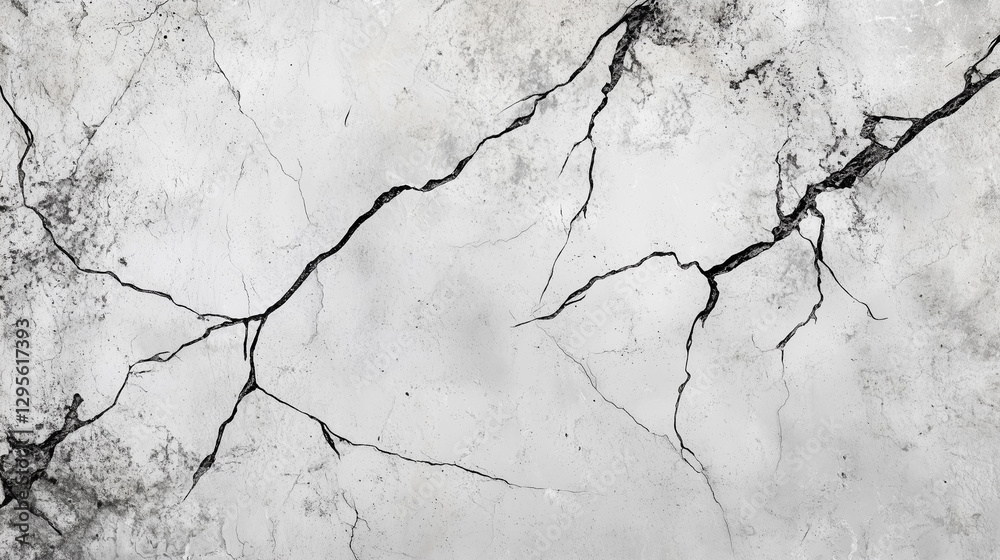 Obraz premium a cracked white surface reveals dark lines and textures