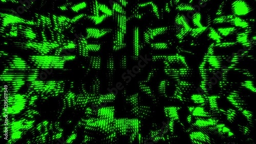 Abstract data tech infographic futuristic cyber matrix animation featuring on particle energy neon cyberpunk with green  motion background.