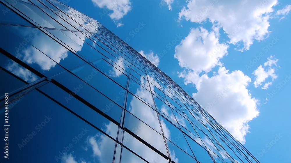Architectural beauty of skyscrapers reflecting fluffy clouds and blue skies capturing urban elegance : Generative AI Architectural beauty of skyscrapers reflecting fluffy clouds and blue skies capturing urban elegance : Generative AI
