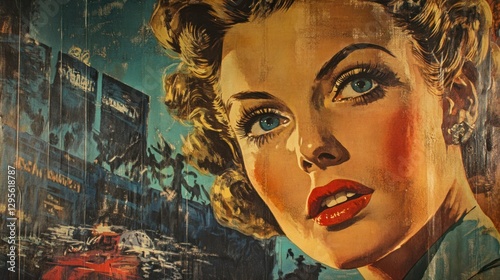 Vintage hollywood film poster art iconic scene digital showcase nostalgic vibe framed artwork gigapixel detail