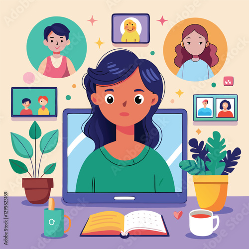 Friends video calling concept