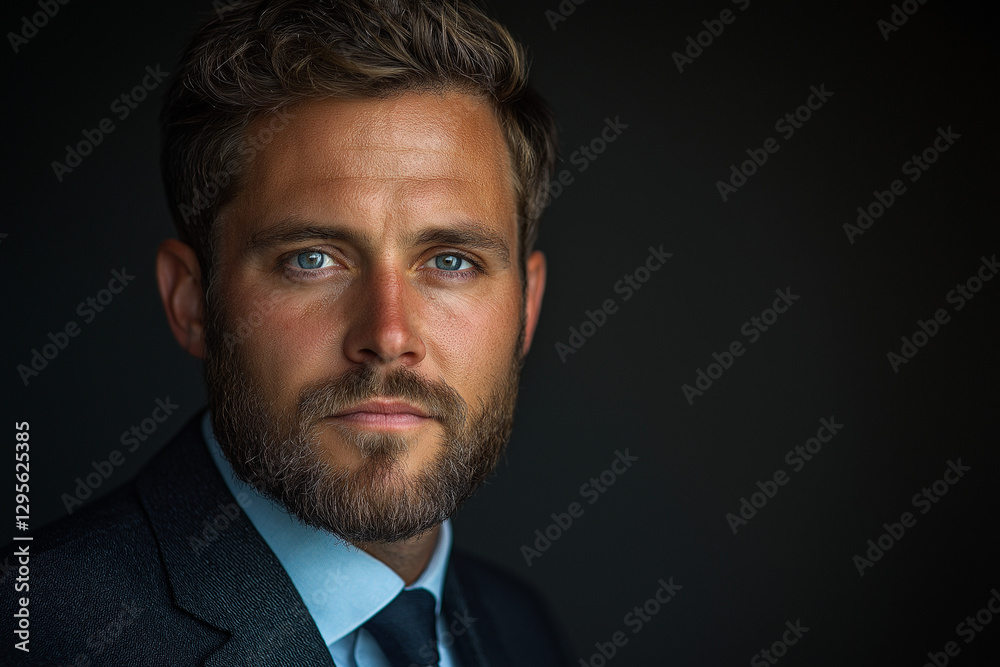 Professional Portrait of a 30-Year-Old Man in Suit and Tie – Sharp, High-Quality Photography with Black and Light Gray Background, Perfect for Business, Corporate, and Professional Branding Professional Portrait of a 30-Year-Old Man in Suit and Tie – Sharp, High-Quality Photography with Black and Light Gray Background, Perfect for Business, Corporate, and Professional Branding