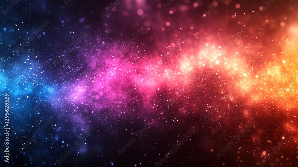 Fototapeta premium Explore a vibrant and colorful abstract cosmic background featuring stars and light effects, creating a dreamy atmosphere perfect for imaginative projects.