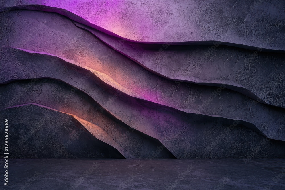 Obraz premium Abstract purple and gray stone wall with textured surface.