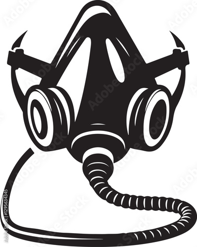 Silhouette vector of an oxygen mask, symbolizing medical care and respiratory support, ideal for healthcare, emergency, and medical-themed designs and illustrations.
