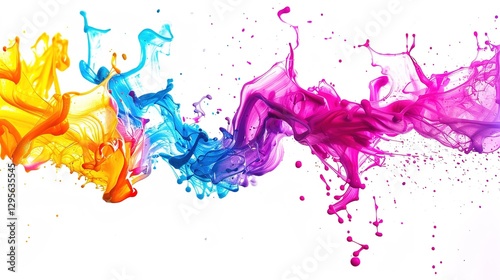 Vibrant Colored Water for Happy Holi Celebration Isolated on White Background