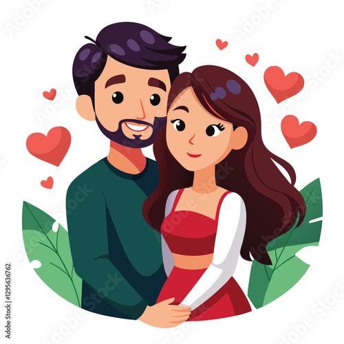 Couple couple together in happy valentines day