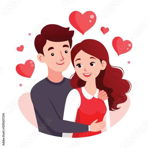 Couple couple together in happy valentines day