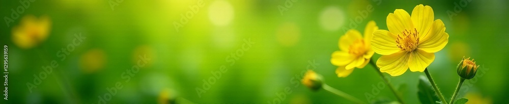 Elegant primrose flowers on lush green background with soft focus, vibrant, spring, beauty Elegant primrose flowers on lush green background with soft focus, vibrant, spring, beauty