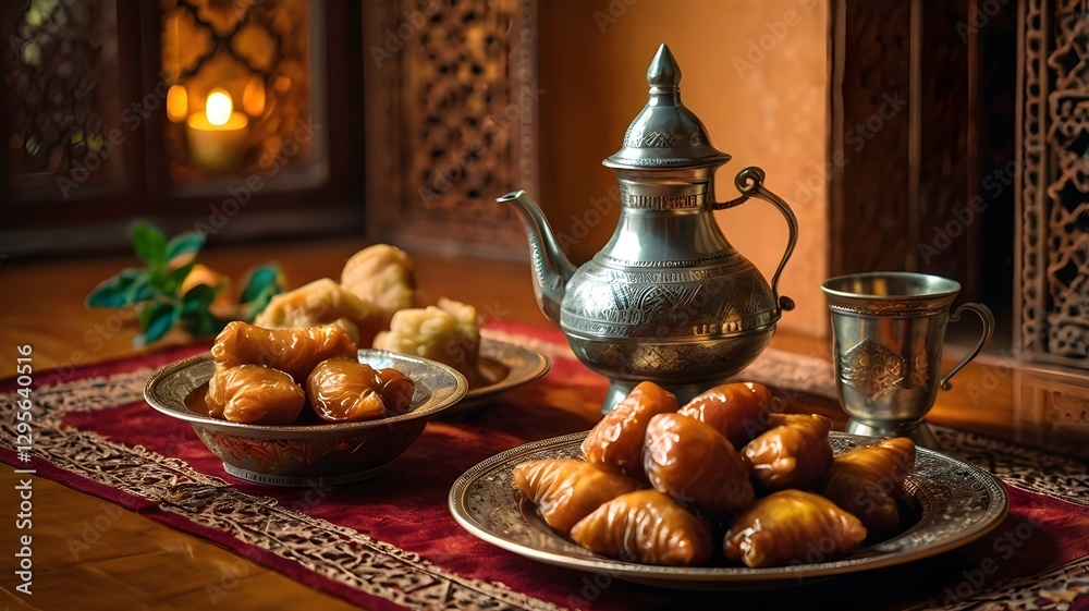 Fototapeta premium Cozy Ramadan Iftar, A Warm and Intimate Feast