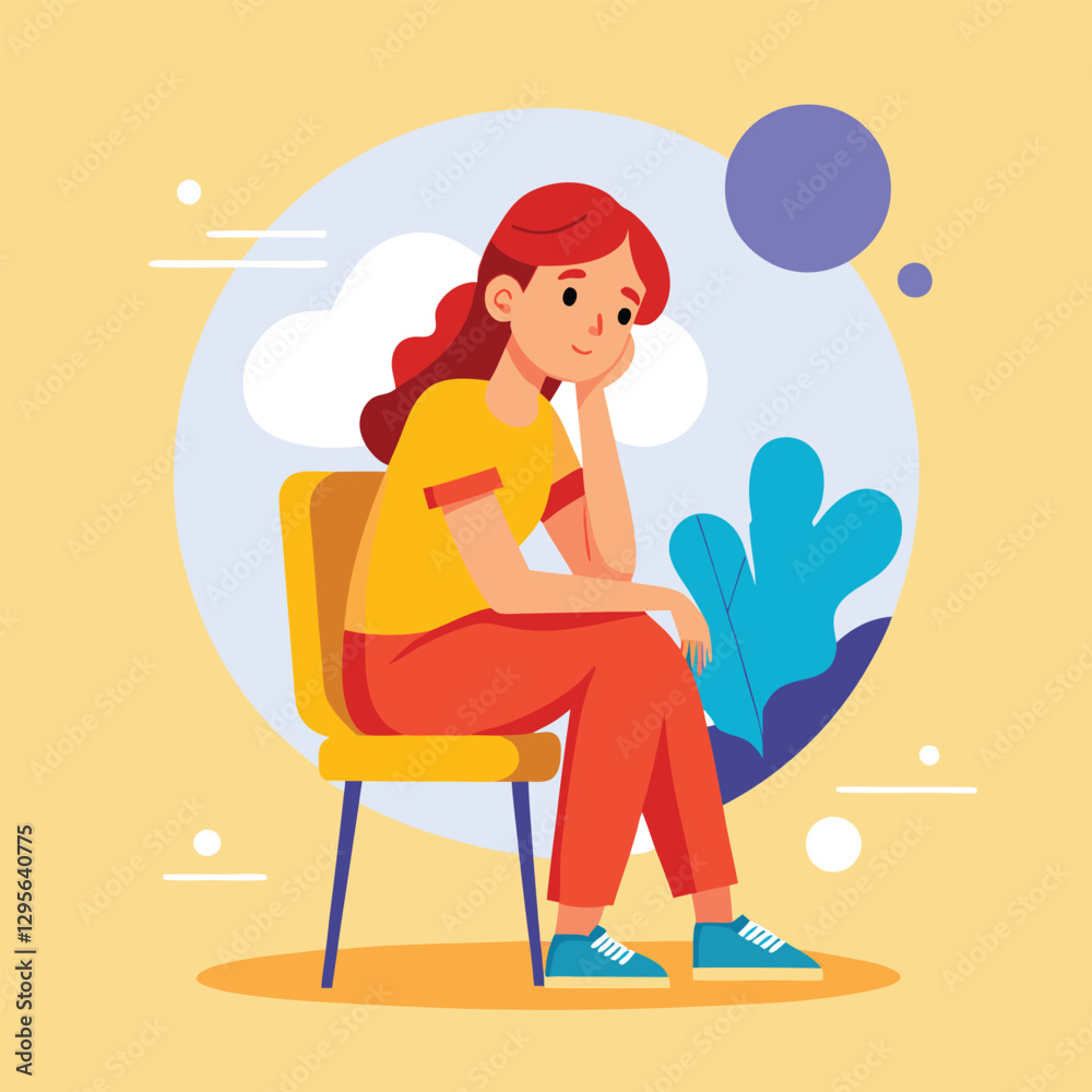 a girl is thinking vector	